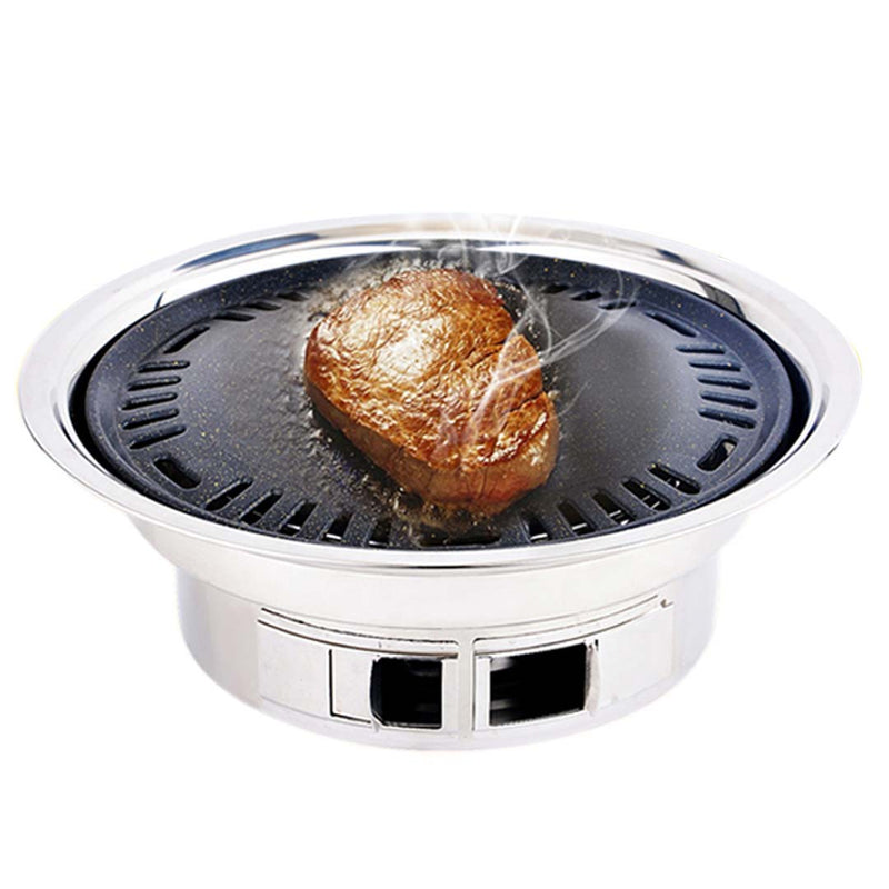 Portable Smokeless Stone BBQ Grill Plate Stainless Steel for Camping and Home