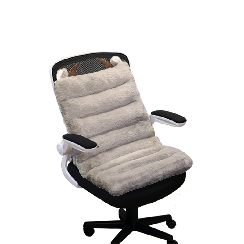 Grey Plush Pp Cotton Seat Cushion With Buffalo Ears 80cmx45cmx10cm Back Support