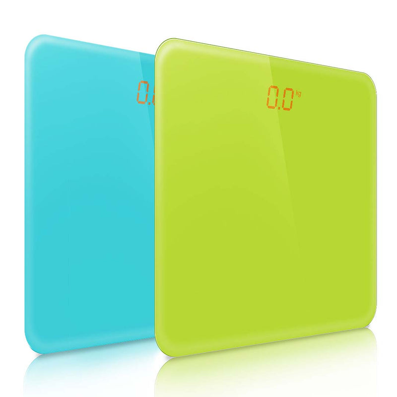 2X Digital Glass Bathroom Scales 180kg LCD Display Waterproof Green Blue