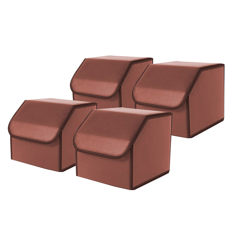 4X Leather Car Boot Organizer 30cm Cube Collapsible Foldable Coffee 10kg