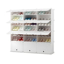 7 Tier White Shoe Rack Organizer Stackable Portable Storage with Cover