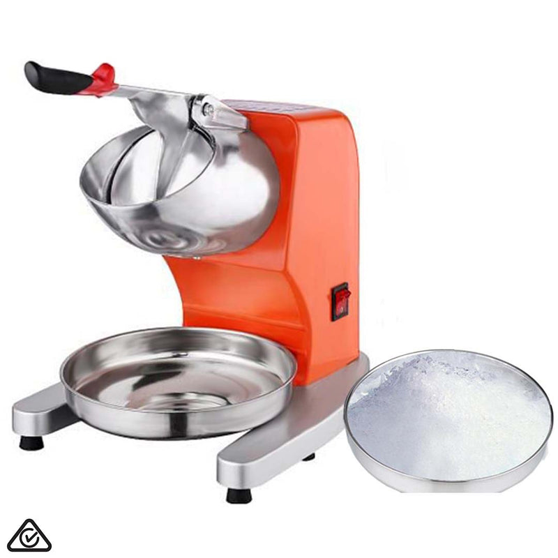 Electric Stainless Steel Ice Shaver Crusher 300W Commercial Orange 65kg/hr