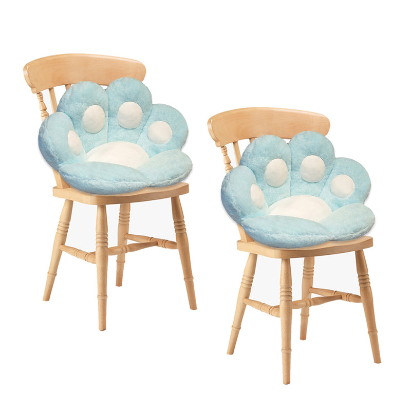 2X Blue Paw Shape Cushion Plush Decorative Pillow Warm Sofa Backseat Mat