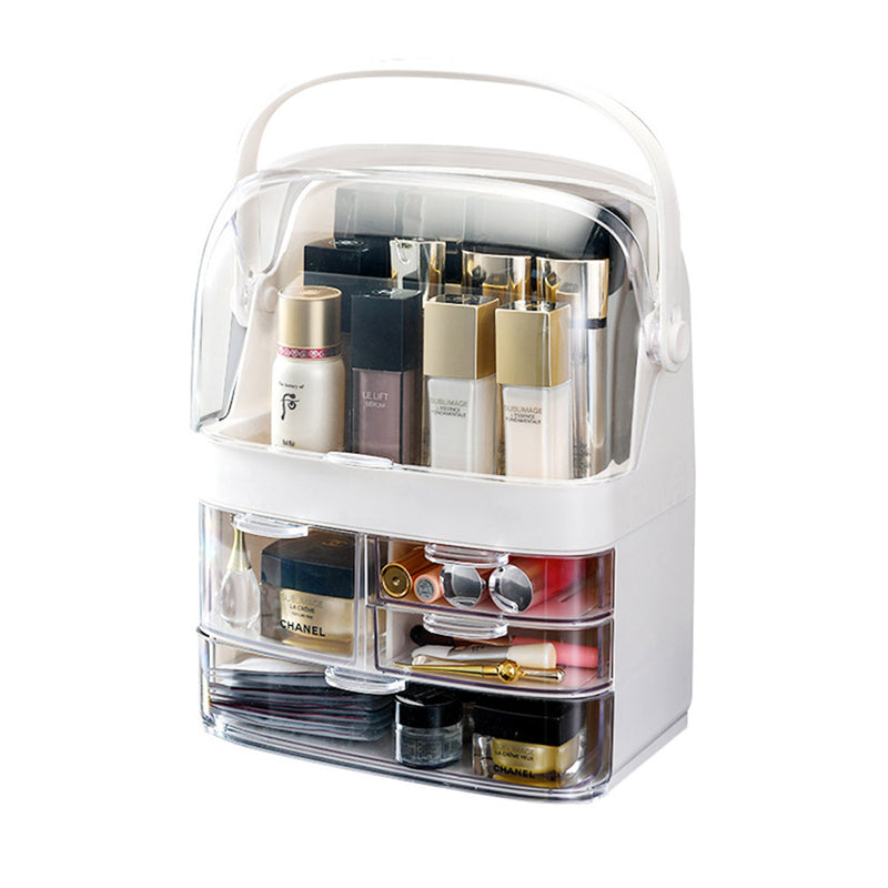 3 Tier White ABS Makeup Cosmetic Storage Organizer Skincare Holder Box