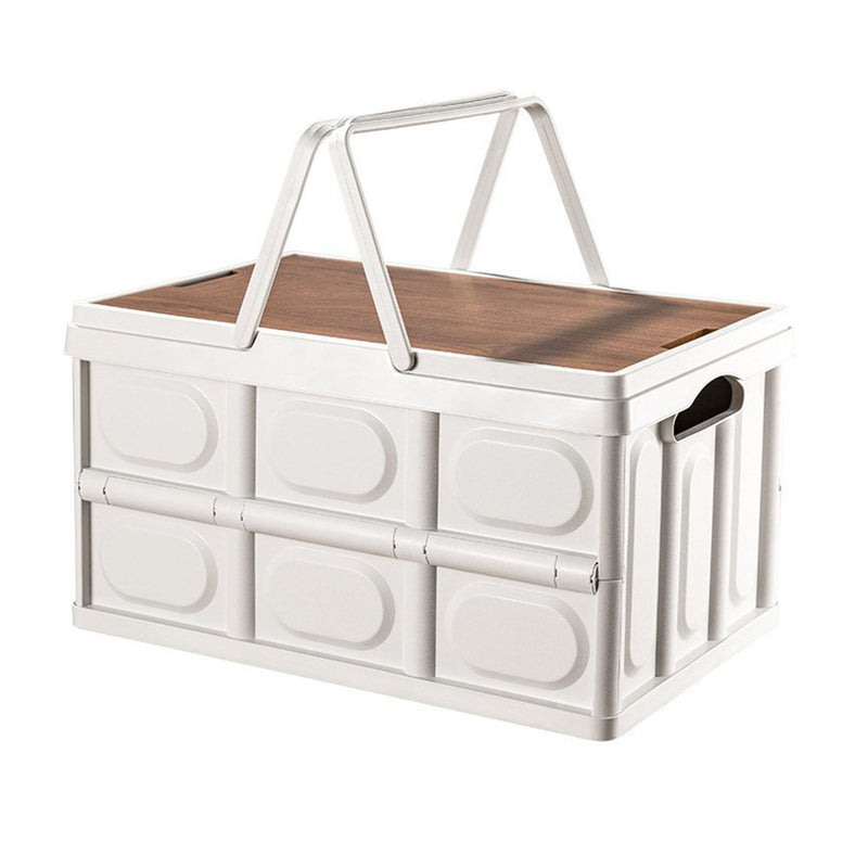 30L Foldable Plastic Storage Box With Handle Stackable Portable White