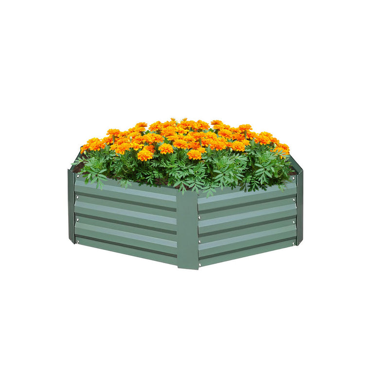 Hexagon Raised Garden Bed 60X60X30cm Galvanised Iron Green Rust Resistant