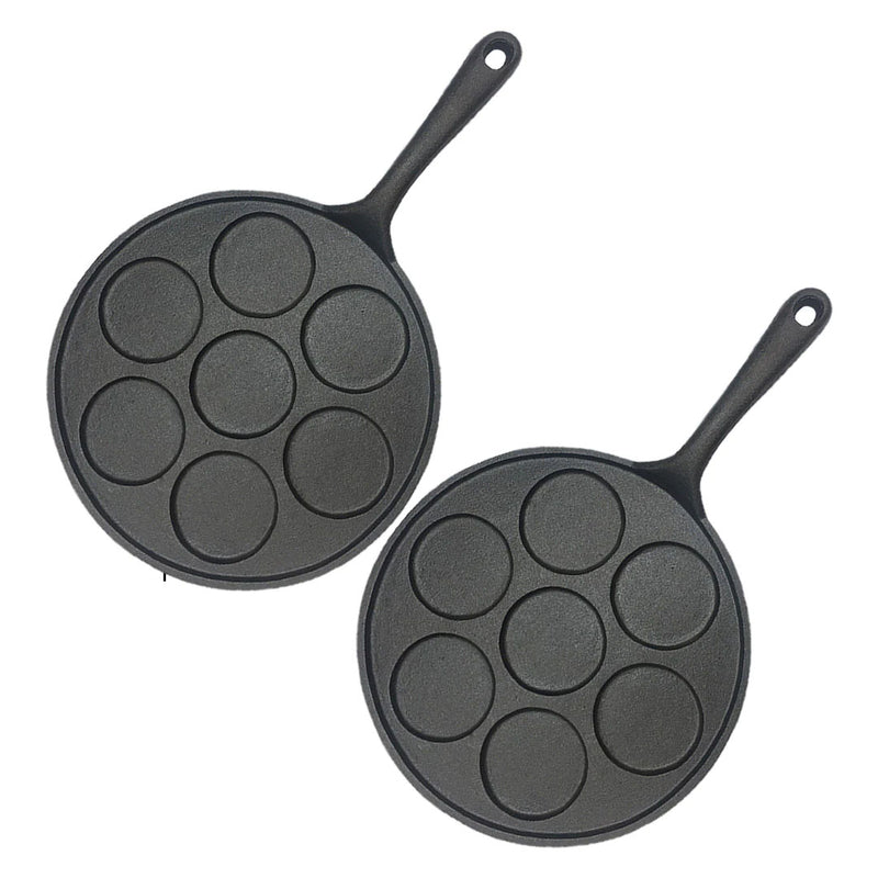2X 23cm Cast Iron Takoyaki Pan 7 Hole Non Stick Induction Oven Safe