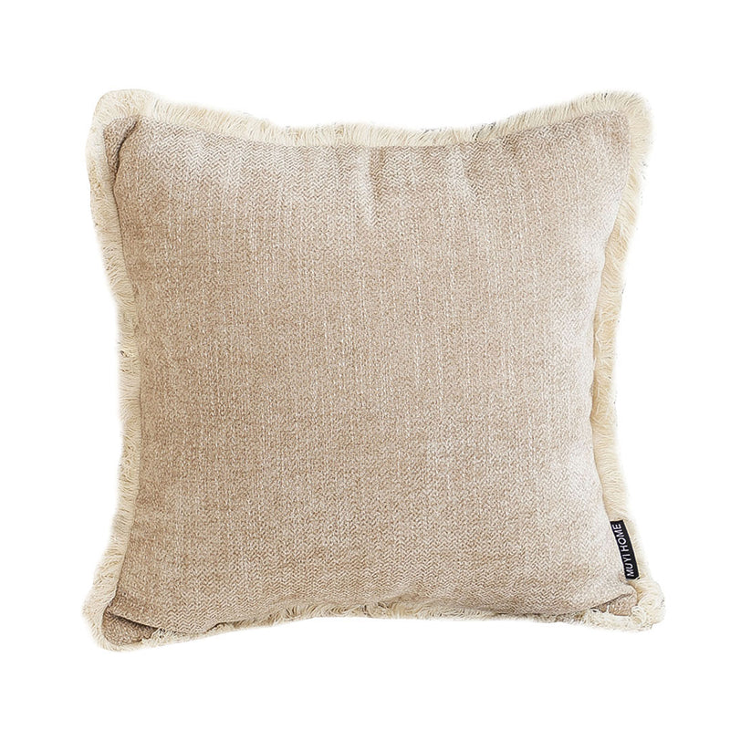 45cm Square Chenille Velvet Throw Pillow Tassel Milk Coffee 15cm Thick