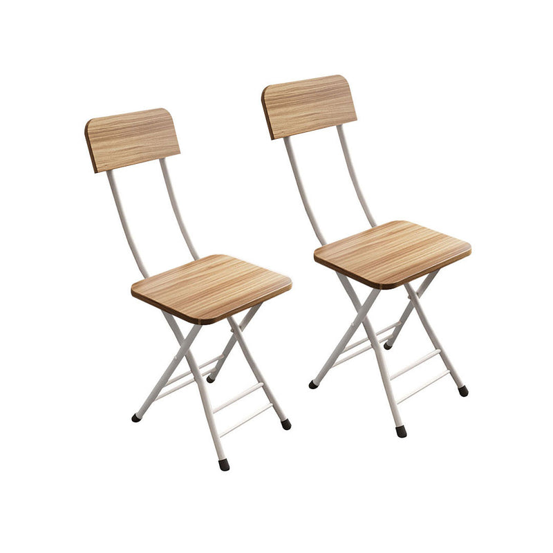 Oak Grain Foldable Chair Mdf Seat Aluminum Legs 77cm Space Saving Set of 2