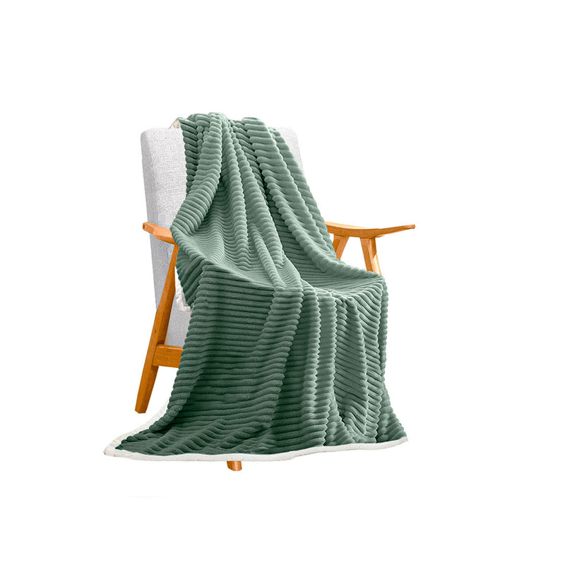 Light Green Throw Blanket Double Sided Thick Flannel Cozy Fleece 200x220cm