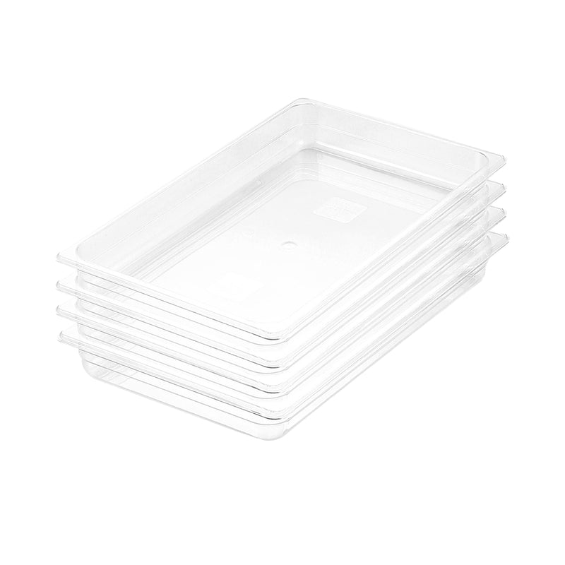 Gastronorm GN 65mm Clear Polycarbonate Food Tray Bundle of 4 Dishwasher Safe