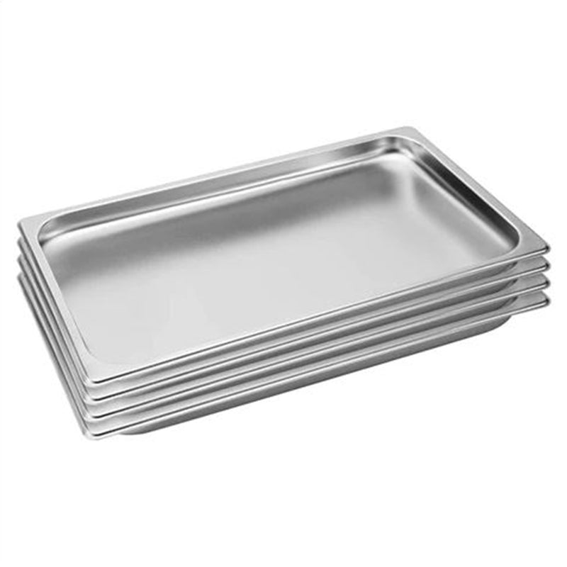 4X Full Size 1/1 GN Pan Stainless Steel 53cm X 32.5cm X 2cm Anti Jam Stackable