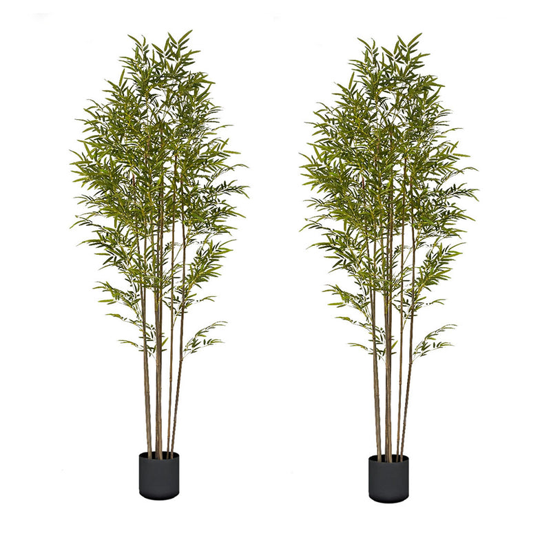 2X 240cm Artificial Bamboo Plant Polyurethane 7 Branches Green