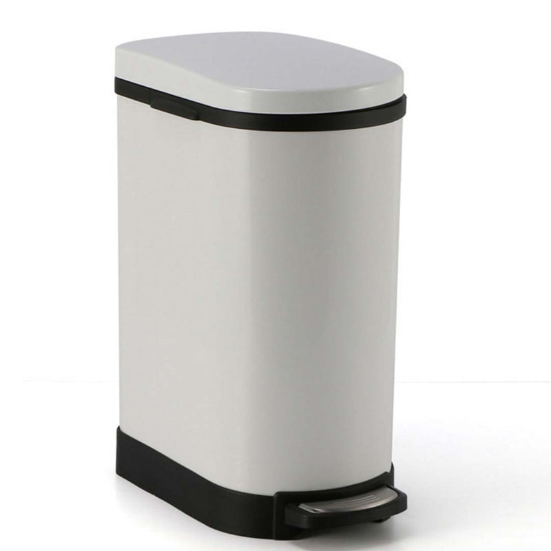 Foot Pedal Stainless Steel Trash Bin 10L Powder Coated Removable Inner White