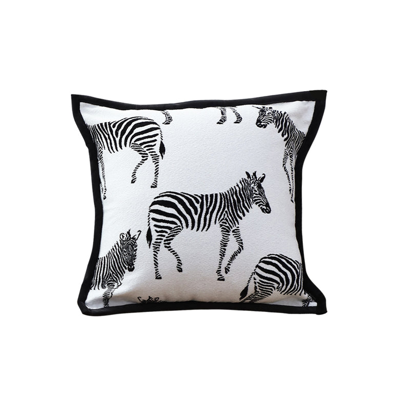 Zebra Pattern Polyester Square Throw Pillow 45X45X14Cm Black White