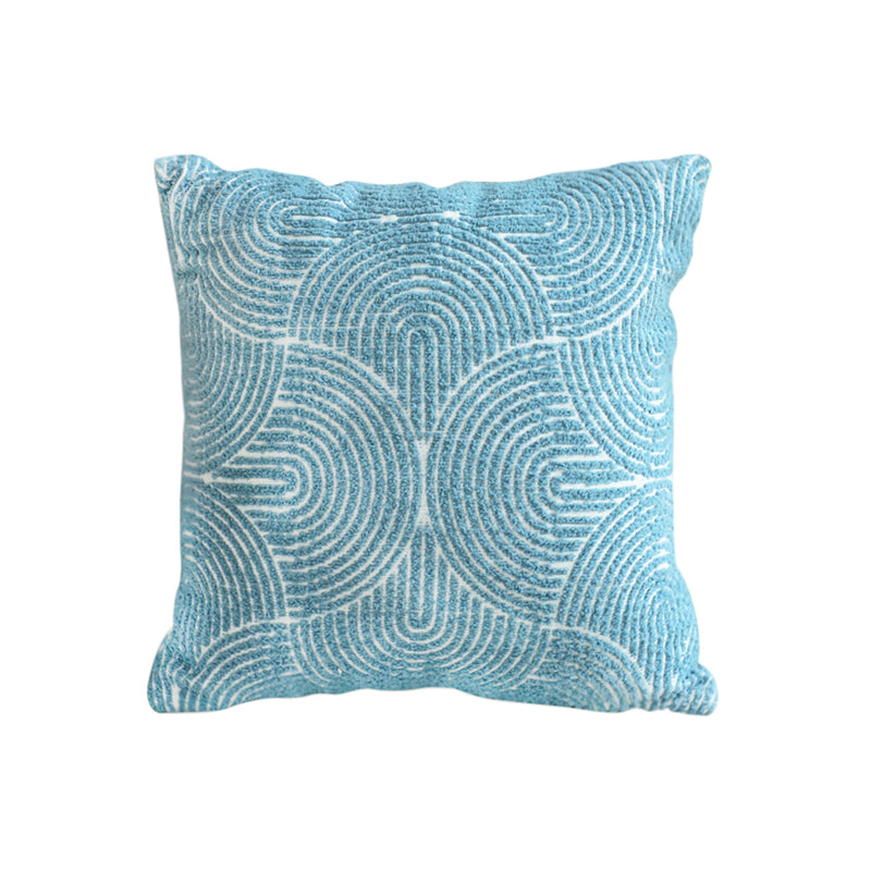 Blue Geometric Corded Throw Pillow Polyester Cotton 50x50x18cm Indoor Outdoor