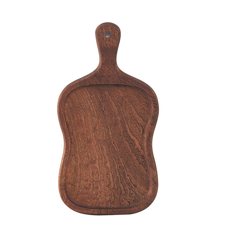 Wooden Serving Tray Paddle Board 18cm Ebony Handle Raised Edges Brown Decor