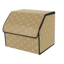Leather Car Boot Trunk Organizer Foldable Collapsible Storage Box Beige Small