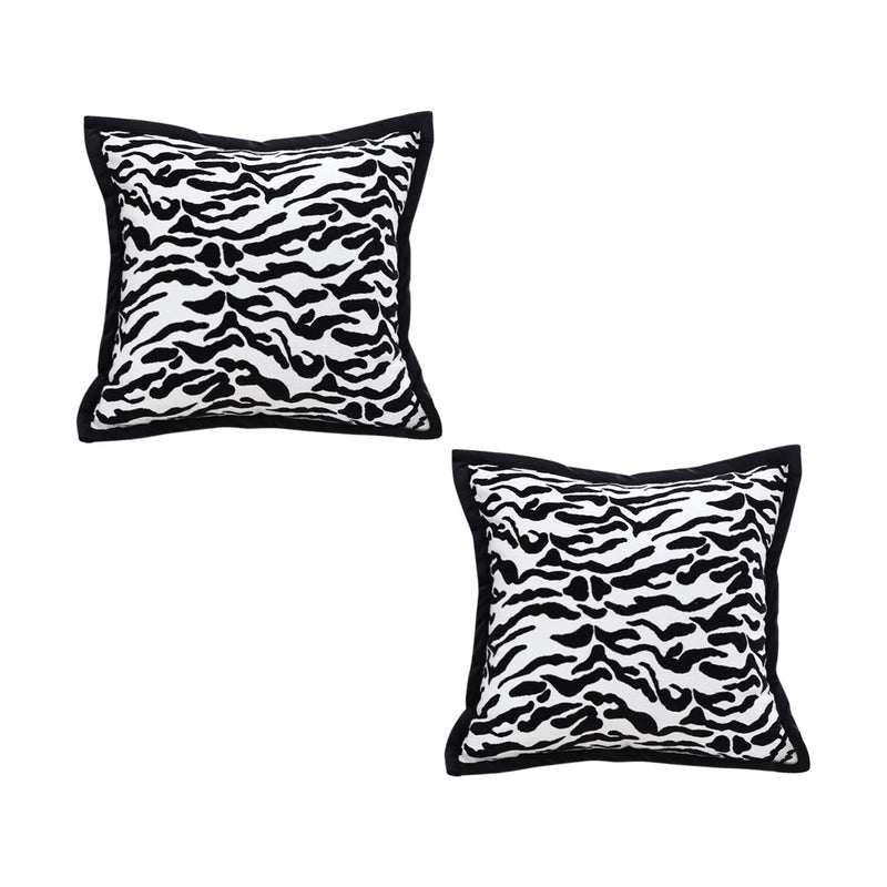 2X 45X45X14Cm Polyester Square Throw Pillows Black And White Mottled Texture