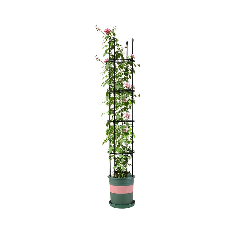 Plant Trellis 163cm 4 Bar Steel Black Adjustable Rings Vine Support