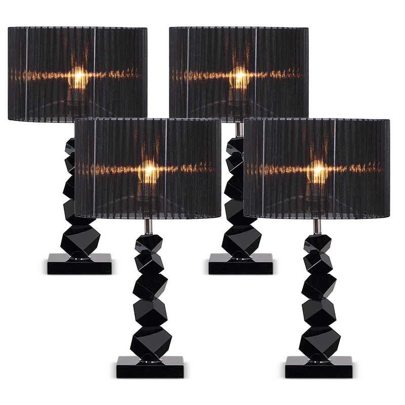 4X 60cm Black Metal And Fabric Table Lamp Drum Shade 220V 40W