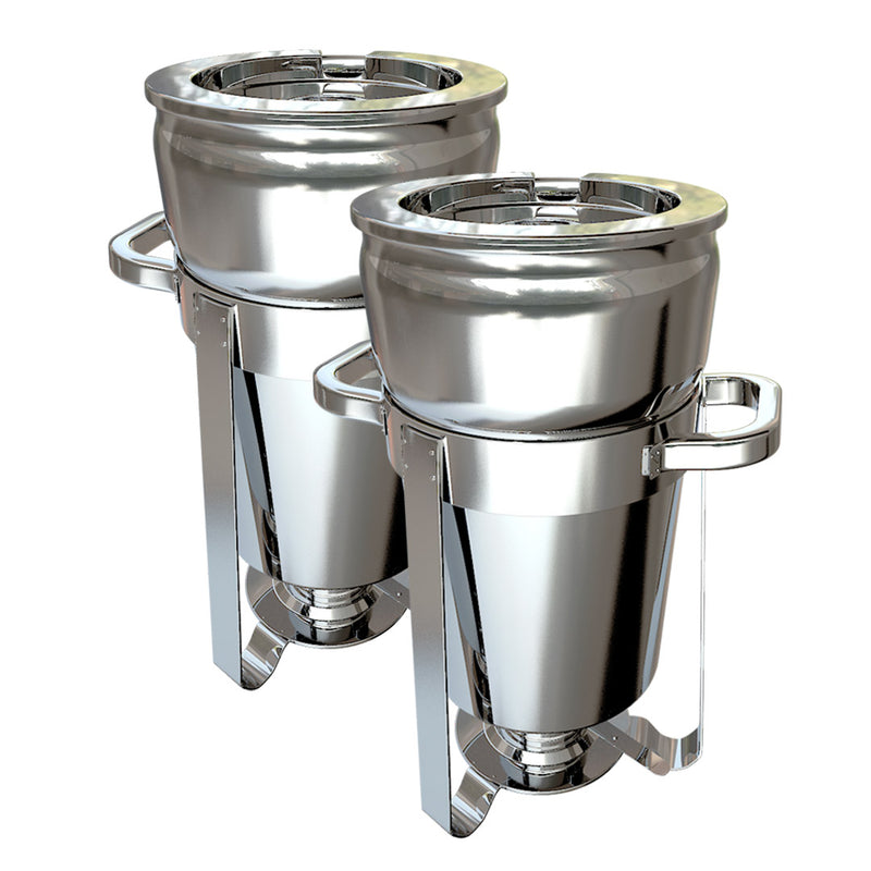 2X 7L Stainless Steel Soup Chafer Mirror Finish Catering Dish Silver