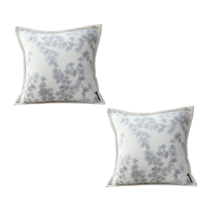 2X Throw Pillow Polyester 45x45cm Thick Cream White Wide Border Branch Pattern