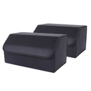 2X Leather Car Storage Box Collapsible Foldable Trunk Organizer Black Large