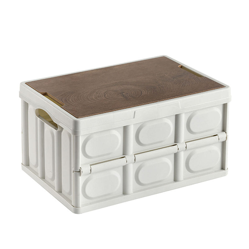 55L Foldable Plastic Storage Box 52.5x35.5x29.5cm White Stackable