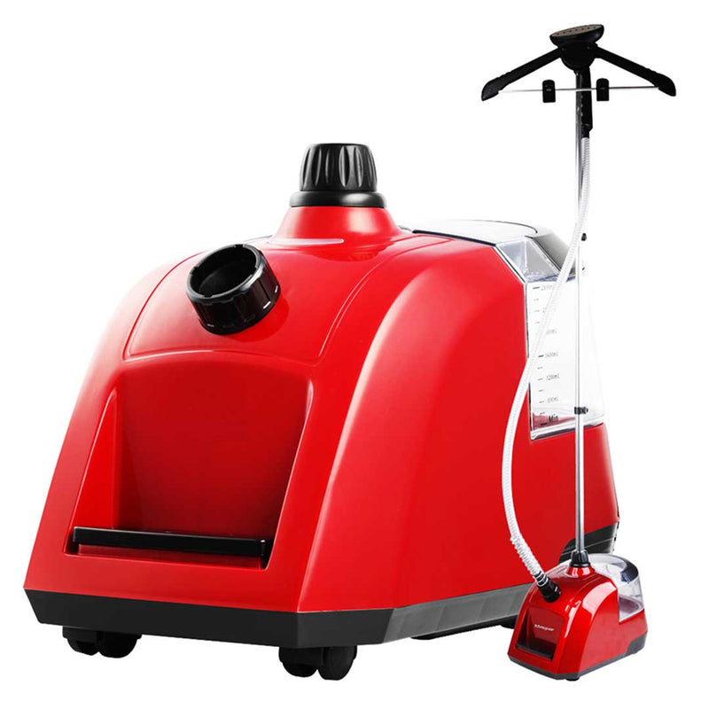 Garment Steamer Portable Dual Heat 80min 1800W Red With Adjustable Hanger