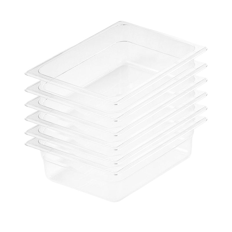 150mm Polycarbonate Gastronorm Half Size Pan Clear Bundle of 6