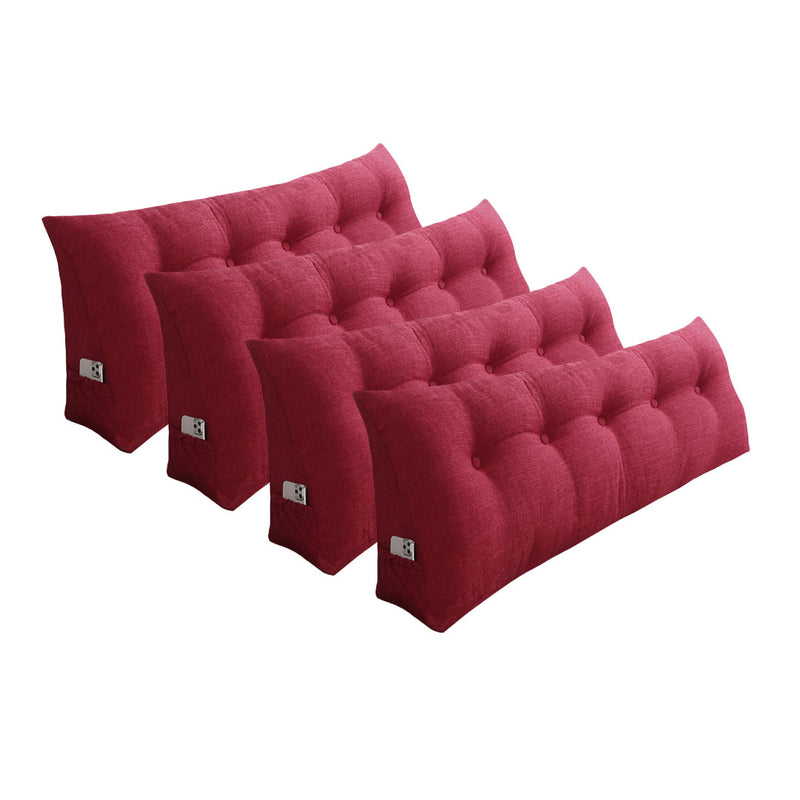 4X Triangular Wedge Bed Pillow 120cm Rose Red Polyester Backrest Cushion Decor
