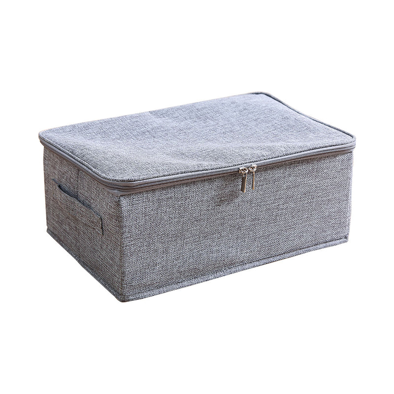 Grey Foldable Storage Box Portable Double Zipper Moisture Proof Organizer