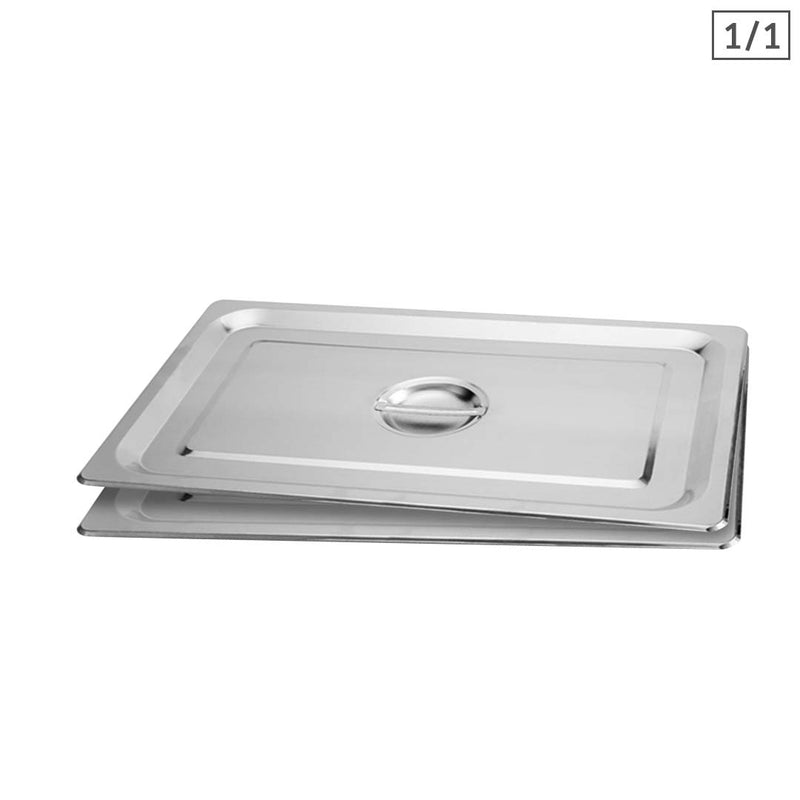 2X Gastronorm Pan Lid Full Size 1/1 Stainless Steel 325x530mm Heavy Duty