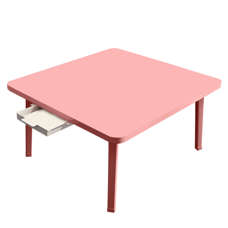 Pink Portable Floor Table 60x60x35cm Particleboard Metal Mini Desk Drawer