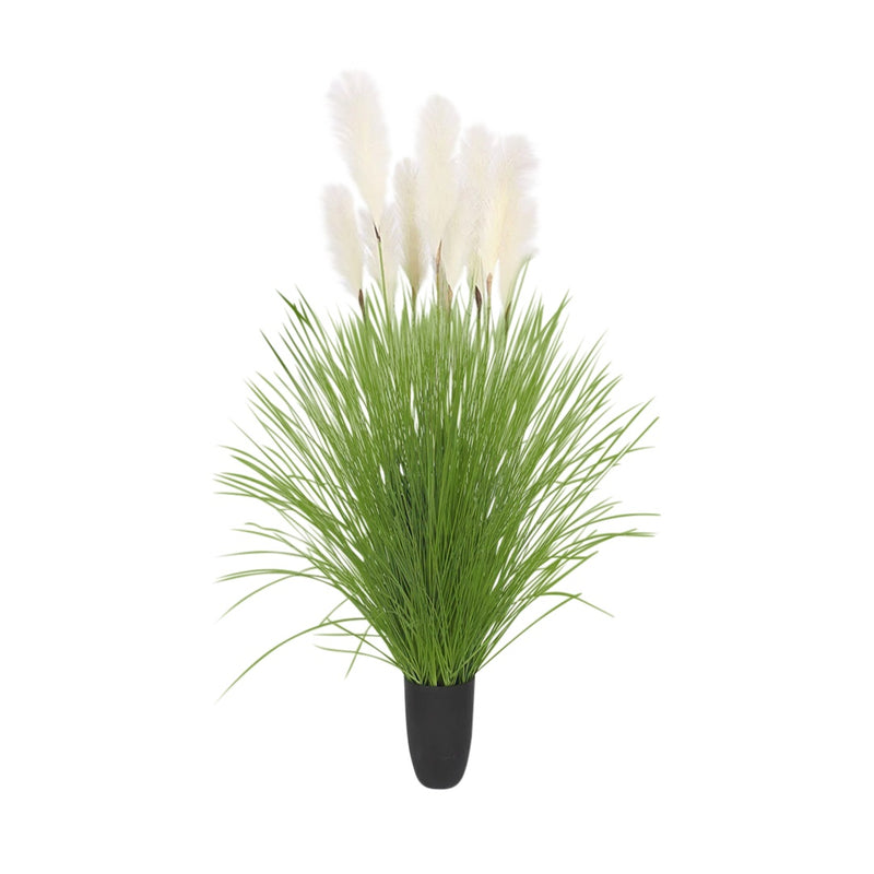 Potted Artificial Pampas Grass 137cm Plastic Tall Green Fluffy Home Decor