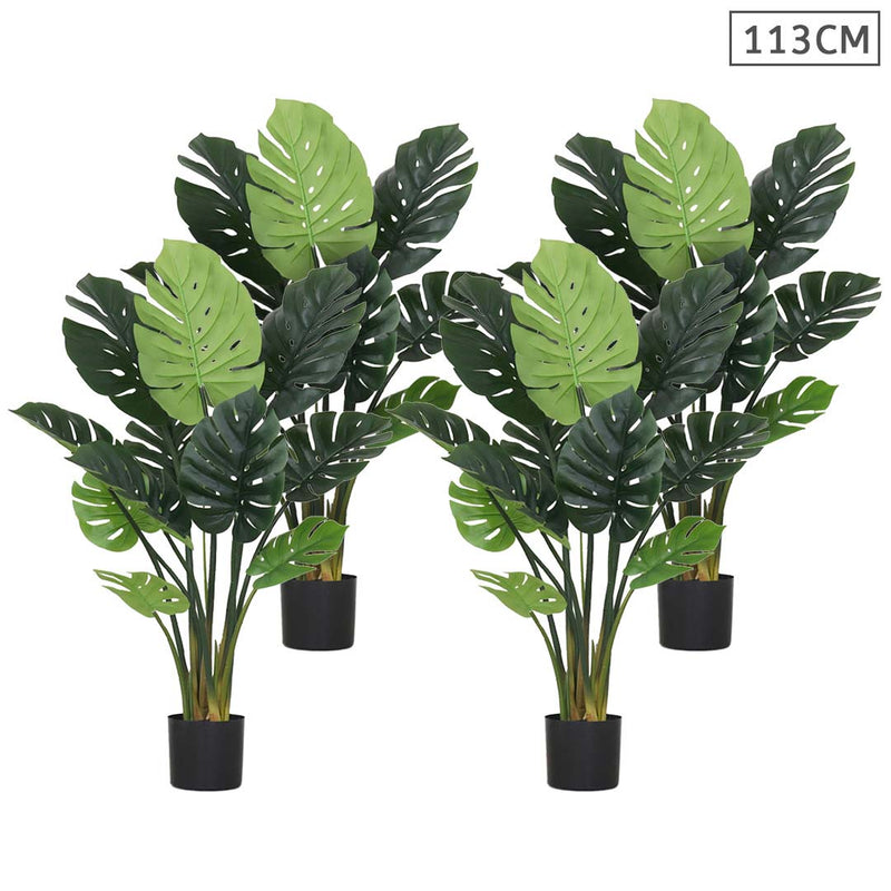 4X 113cm Artificial Potted Turtle Back Indoor Plant Realistic Mossy Leaves