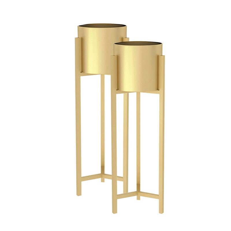 2X Gold Metal Plant Stand 75cm Tall With Pot Holder Indoor Corner Display
