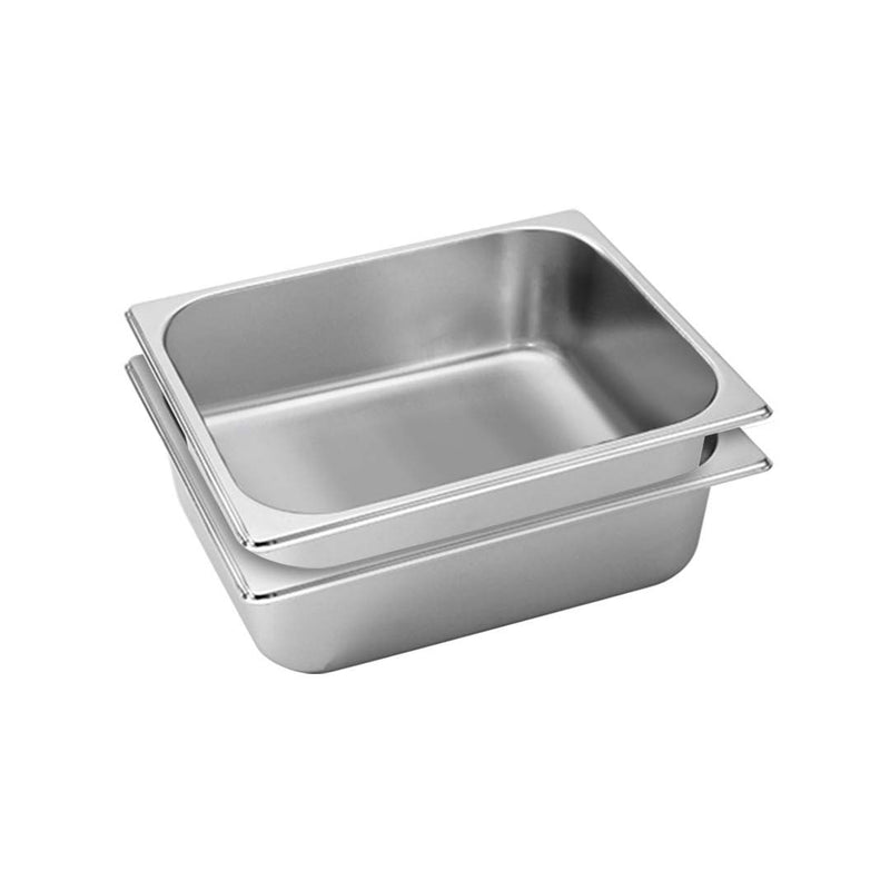 2X 1/2 GN Gastronorm Stainless Steel Pan 27x33x10cm Deep
