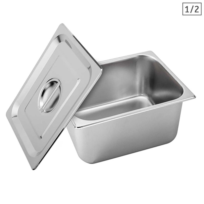 Gastronorm 1/2 Gn Pan 27x33x20cm Stainless Steel Deep With Lid