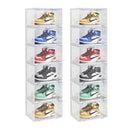 2X 6 Tier Transparent Shoe Organizer Plastic Stackable Storage Box Magnetic Door