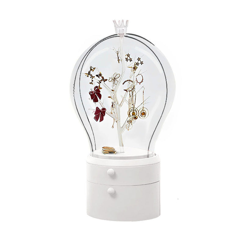 360 Rotating 2 Tier Jewelry Storage Box Abs Compact White Waterproof Dustproof