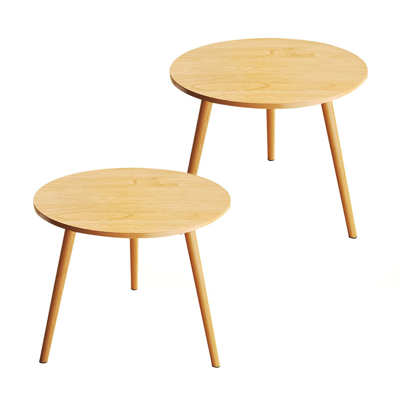 2X 60x60cm Walnut Small Side Coffee Table Wood Legs Modern Nordic