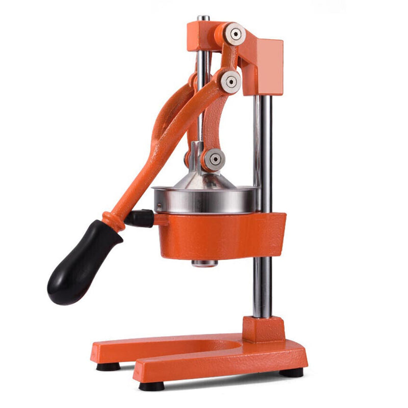 Commercial Manual Hand Press Juicer Cast Iron Base 304 Stainless Steel Cone Orange