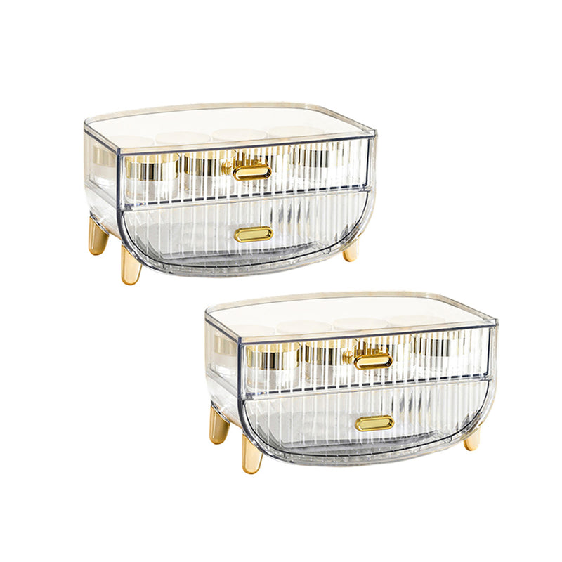 2X Transparent 2 Tier Countertop Makeup Skincare Holder Jewelry Cabinet Organizer