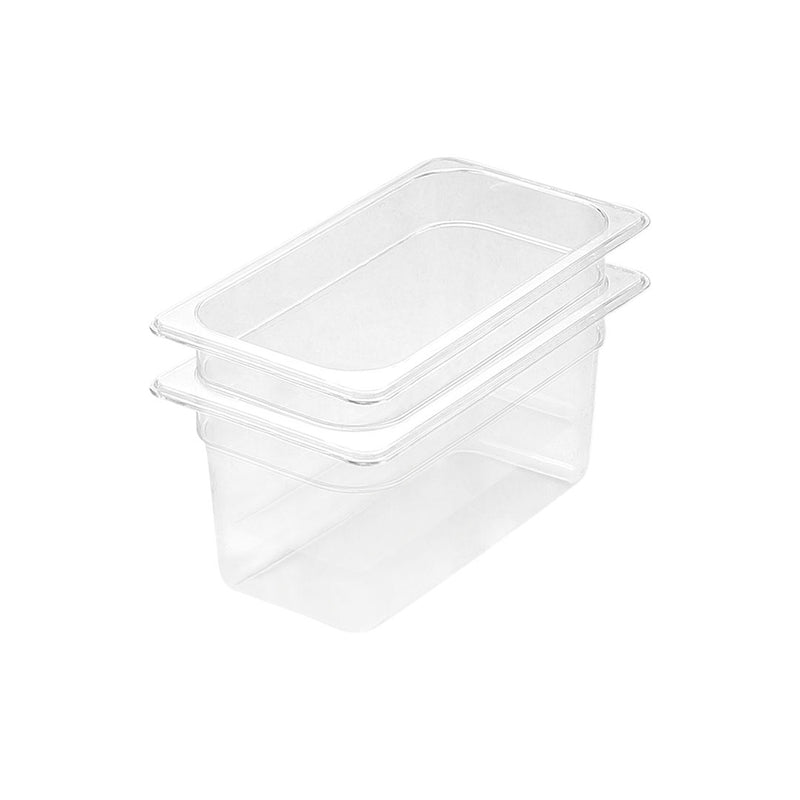 Clear Gastronorm GN Pan 1/3 Food Tray Set of 2 Polycarbonate 15cm Durable