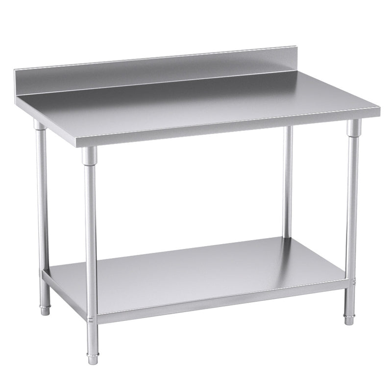 Commercial Prep Table Stainless Steel With Backsplash 120x70x85cm