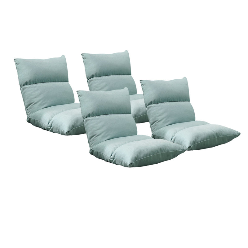 4X Floor Recliner Linen Folding Adjustable 5 Position 108x53x15cm Mint Green