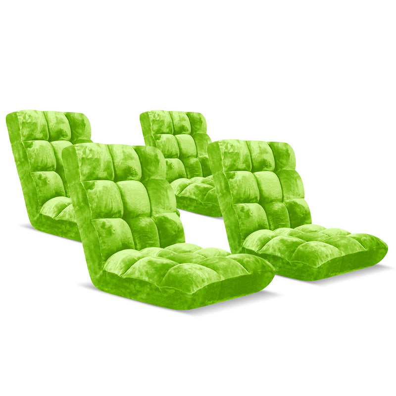 4X Folding Floor Recliner Cushion 100cmX45cmX8cm Memory Foam 6 Position Green