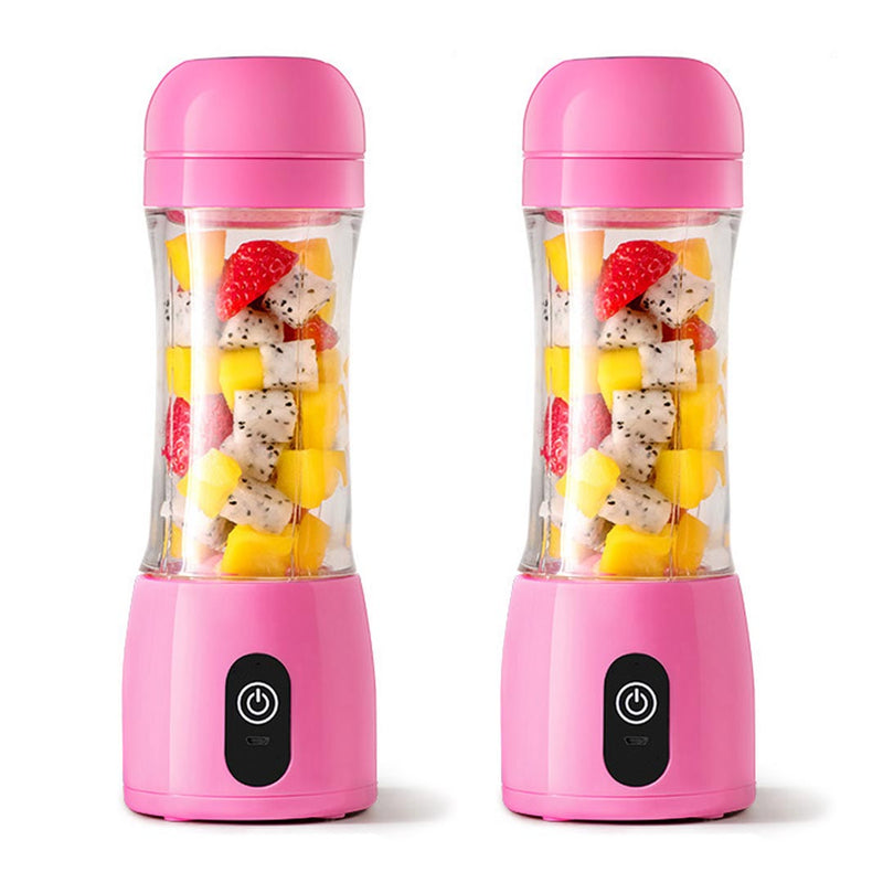 2X Portable Usb Rechargeable Mini Juicer Blender 380ml Food Grade Pink